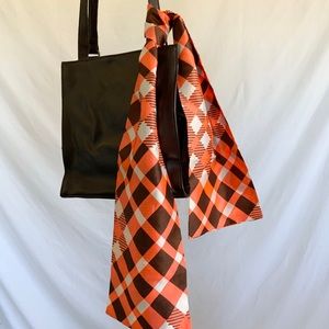 Vintage 70s Plaid Bag Scarf Headband Neck Scarf